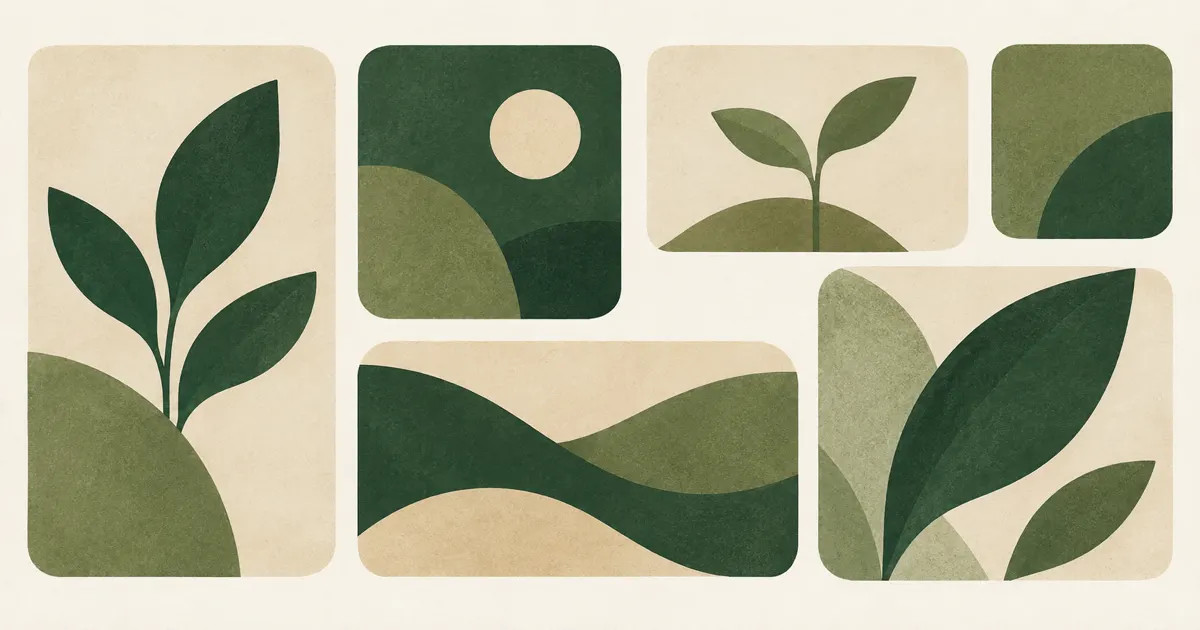 A grid of rounded sand and green tiles of varying sizes